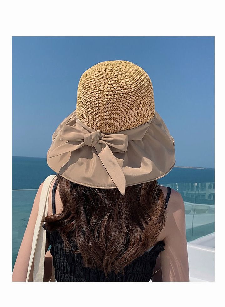 Women Wide Brim Sun Hat Summer Beach Sun Hat Travel Foldable Brim Floppy Beach Hats for Women Outdoor UV Protection Mesh Beach Fishing Bucket Hat - Image 3