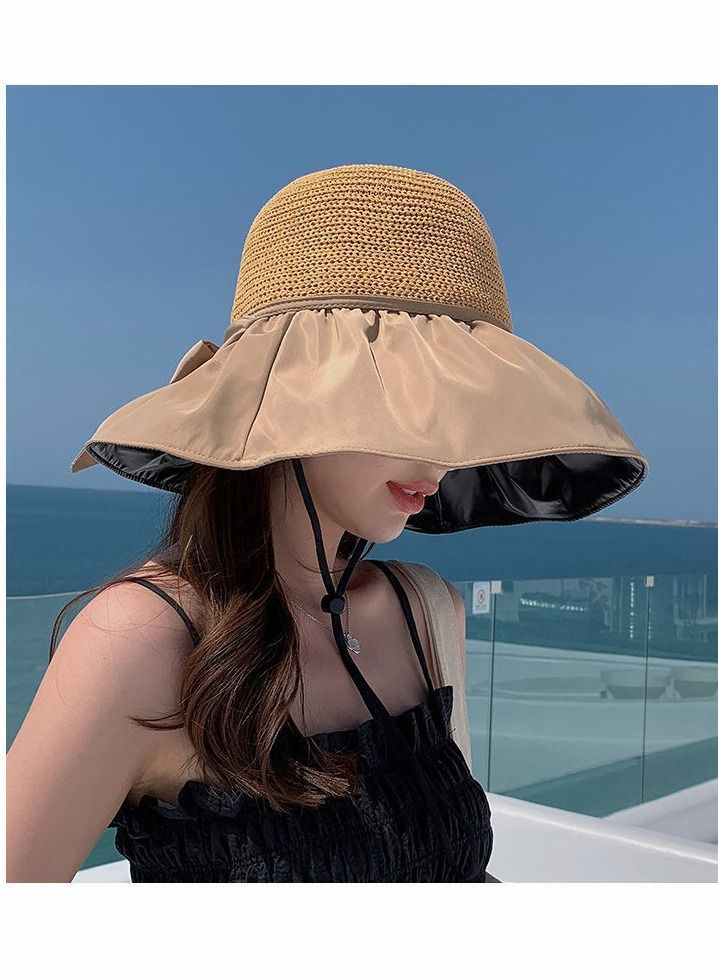 Women Wide Brim Sun Hat Summer Beach Sun Hat Travel Foldable Brim Floppy Beach Hats for Women Outdoor UV Protection Mesh Beach Fishing Bucket Hat - Image 2
