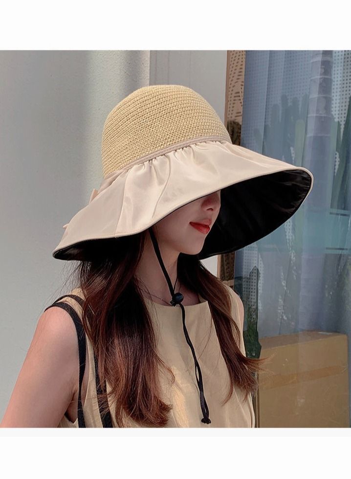 Women Wide Brim Sun Hat Summer Beach Sun Hat Travel Foldable Brim Floppy Beach Hats for Women Outdoor UV Protection Mesh Beach Fishing Bucket Hat - Image 5