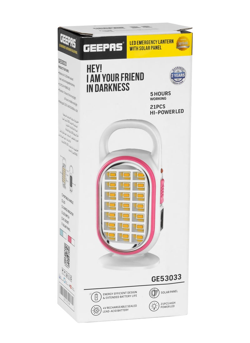 GEEPAS - Hi-Power LED Emergency Lantern with Solar Panel,Multicolor - Image 1