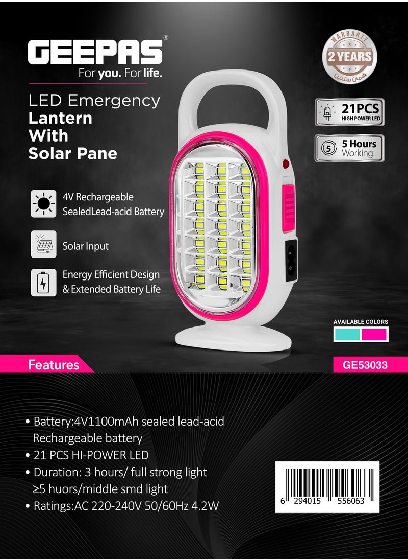 GEEPAS - Hi-Power LED Emergency Lantern with Solar Panel,Multicolor - Image 1