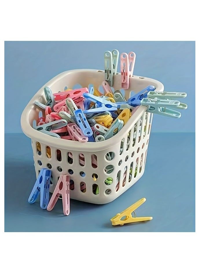 HOMESTAR 50pcs Windproof Plastic Clothespins - Durable, Strong Grip for Drying Clothes, Socks & Small Items, Ideal for Home, Dorm & Travel Use, Laundry Accessories, Drying Racks - Image 1