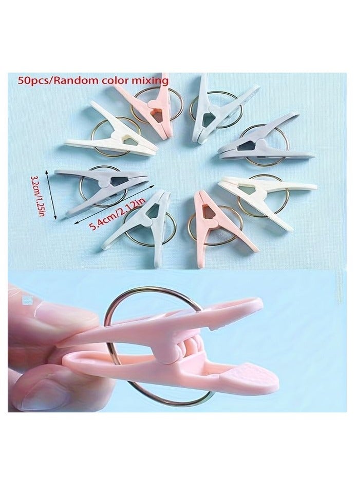 HOMESTAR 50pcs Windproof Plastic Clothespins - Durable, Strong Grip for Drying Clothes, Socks & Small Items, Ideal for Home, Dorm & Travel Use, Laundry Accessories, Drying Racks - Image 3