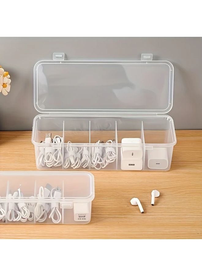 صندوق تخزين شفاف أبيض 5 شبكات منظم إدارة الكابلات بسعة كبيرة - Image 5