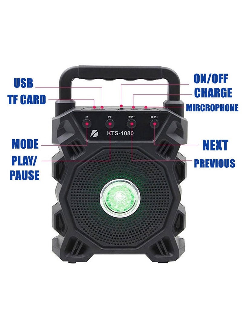 الأصلي KTS 1080 بلوتوث مكبر الصوت اللاسلكي دعم USB - بطاقة SD 4 بوصة جهاز صغير وبصوت عال المتكلم مع ضوء ديسكو LED - Image 2