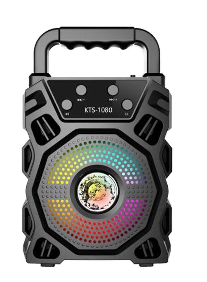 الأصلي KTS 1080 بلوتوث مكبر الصوت اللاسلكي دعم USB - بطاقة SD 4 بوصة جهاز صغير وبصوت عال المتكلم مع ضوء ديسكو LED - Image 1