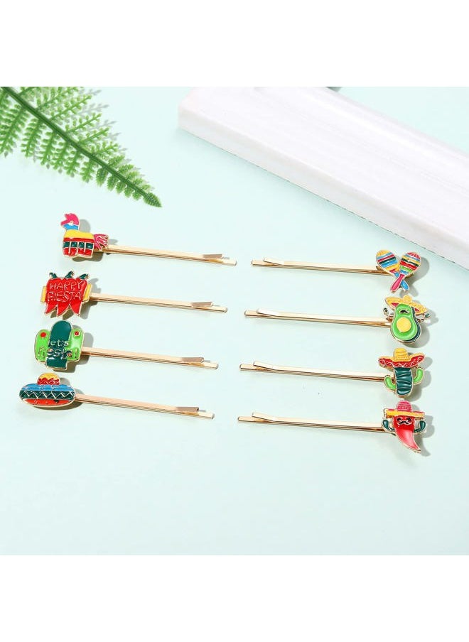 HZEYN - 8 Pack Cinco De Mayo Hair Clip Colorful Donkey Sombrero Cactus Bobby Pins Hair Barrette Mexican Fiesta Holiday Hair Accessories (Happy Fiesta) - Image 1
