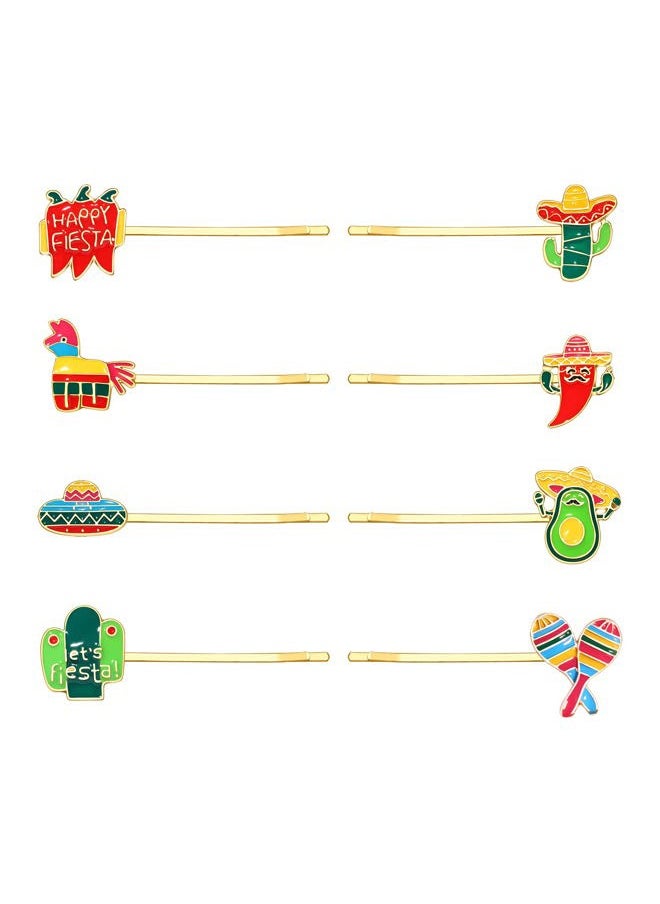 HZEYN - 8 Pack Cinco De Mayo Hair Clip Colorful Donkey Sombrero Cactus Bobby Pins Hair Barrette Mexican Fiesta Holiday Hair Accessories (Happy Fiesta) - Image 1