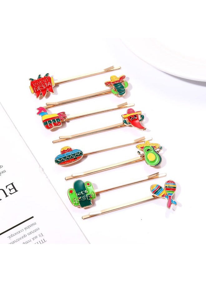 HZEYN - 8 Pack Cinco De Mayo Hair Clip Colorful Donkey Sombrero Cactus Bobby Pins Hair Barrette Mexican Fiesta Holiday Hair Accessories (Happy Fiesta) - Image 1