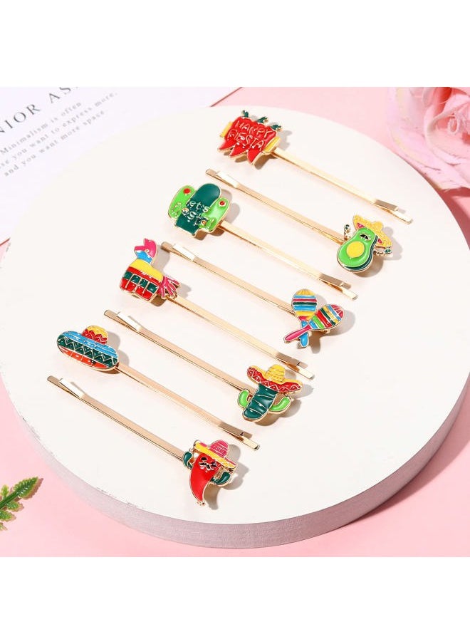 HZEYN - 8 Pack Cinco De Mayo Hair Clip Colorful Donkey Sombrero Cactus Bobby Pins Hair Barrette Mexican Fiesta Holiday Hair Accessories (Happy Fiesta) - Image 1