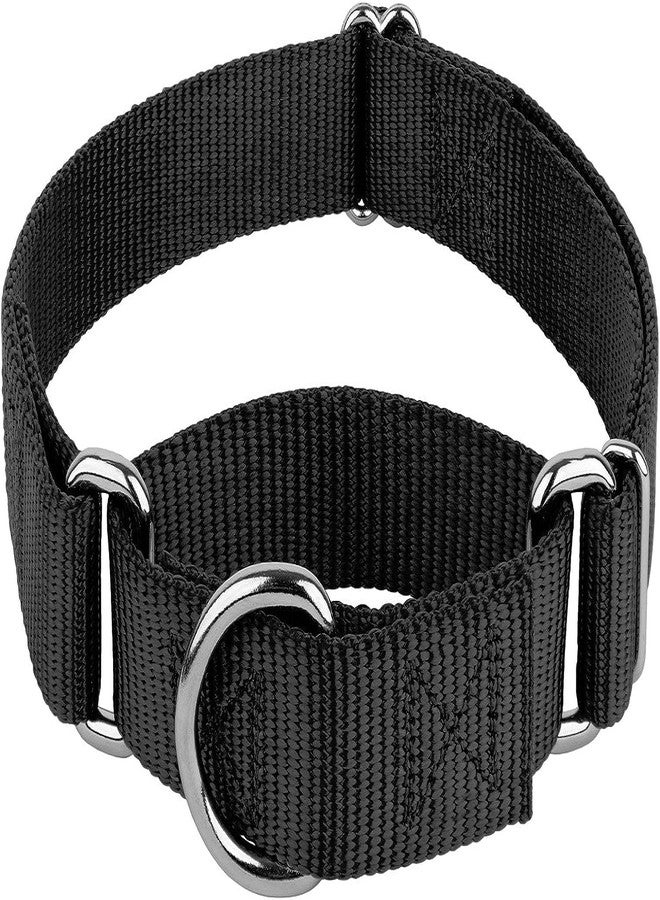 FOR YOUR PETS طوق مارتينجال للكلاب متوسطة الحجم من فور يور بيتس، مزود بإبزيم معدني متين، طوق نايلون قابل للتعديل يمنع الانزلاق، طوق للكلاب متوسطة الحجم (أسود)، 21 × 3 سم - Image 1