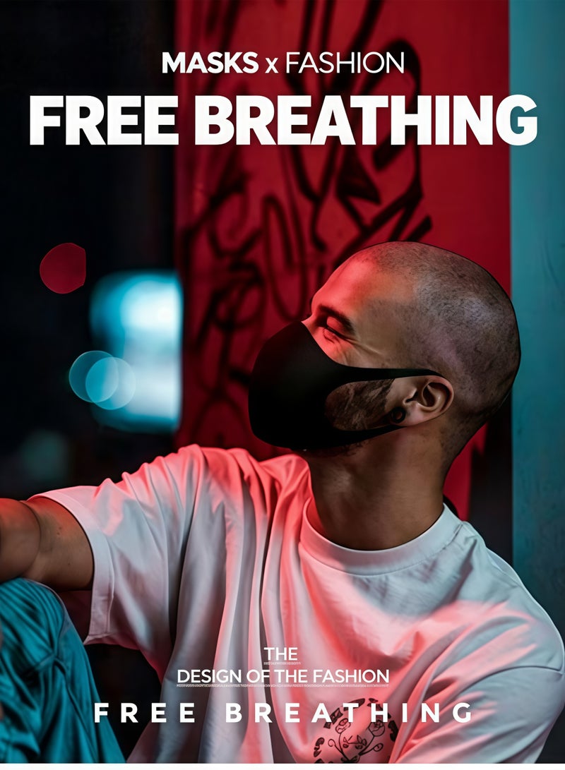 10PCS Black Reusable Ice Silk Mask, Dustproof Fabric Face Mask - Image 2