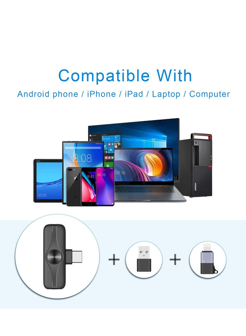 Wireless Lavalier Microphone, 2 Pack Plug-Play Wireless Mics for iPhone Android Laptop, 2.4G Ultra-Low Delay Built-In Noise Reduction Chip - Image 2