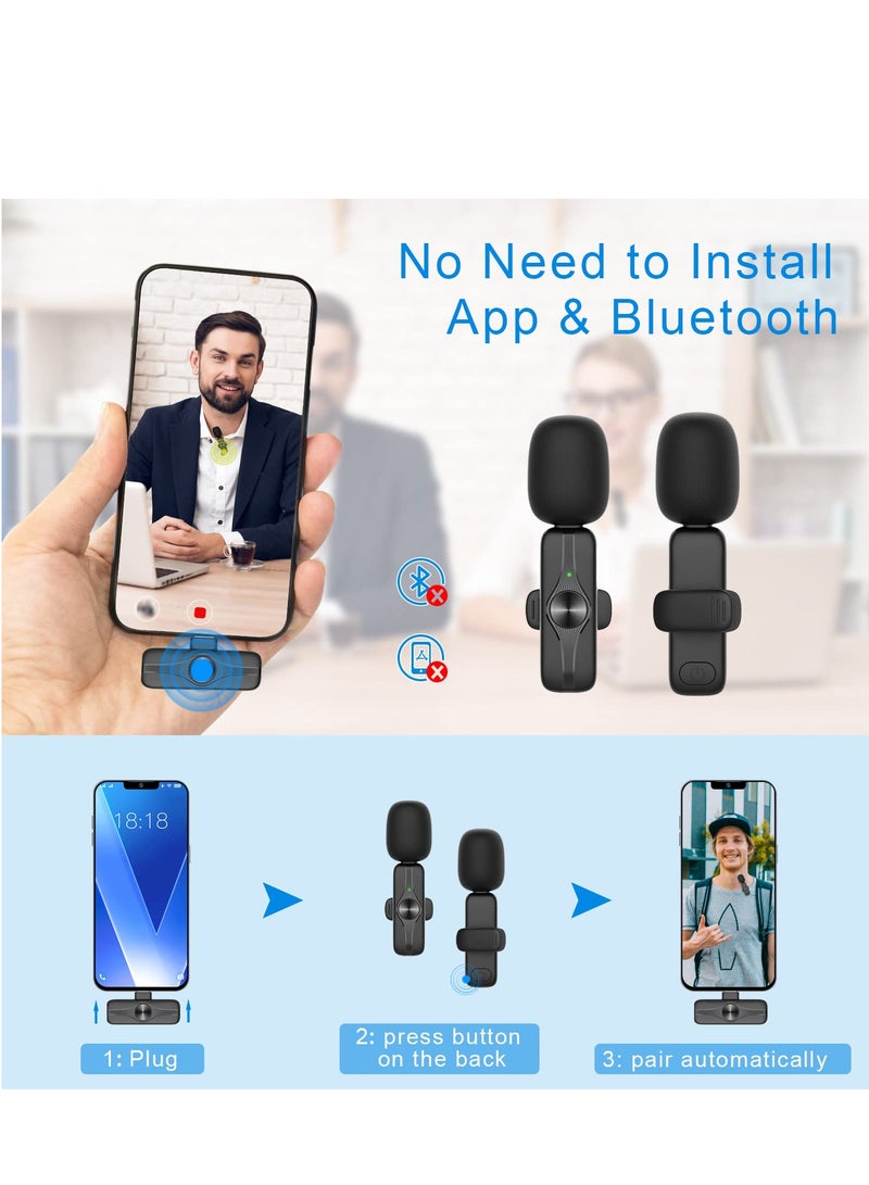 Wireless Lavalier Microphone, 2 Pack Plug-Play Wireless Mics for iPhone Android Laptop, 2.4G Ultra-Low Delay Built-In Noise Reduction Chip - Image 4