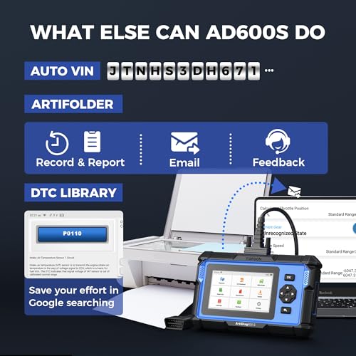 Topdon OBD2 Scanner TOPDON AD600S Scan Tool, Code Reader, Diagnostics Scanner for ABS/SRS/AT/Engine, 9 Reset Services, Oil/Brake/BMS/SAS/DPF/TPMS/ETS Reset/ABS Bleeding/Injector Coding, Free Lifetime Upgrade - Image 5