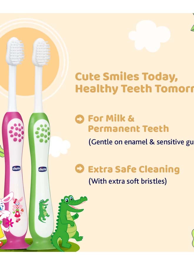 Chicco مجموعة فرشاة أسنان زرقاء + برتقالية 3 سنوات - 8 سنوات - Image 3