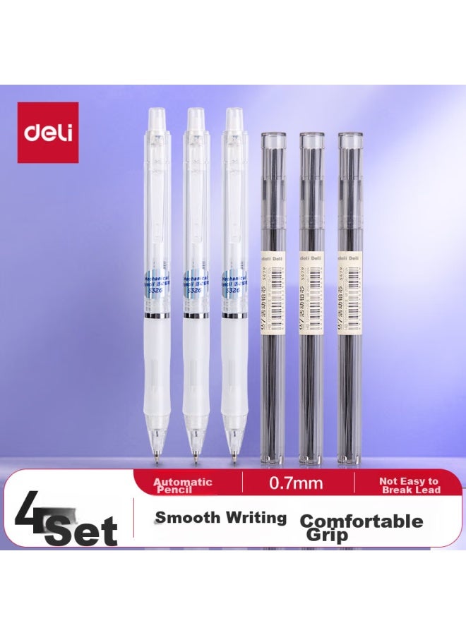 ديلي Deli 0.7mm مجموعة أقلام رصاص ميكانيكية مع ممحاة، مناسبة لامتحانات طلاب المدارس الابتدائية وممارسة الخط، 33157 أبيض - Image 1
