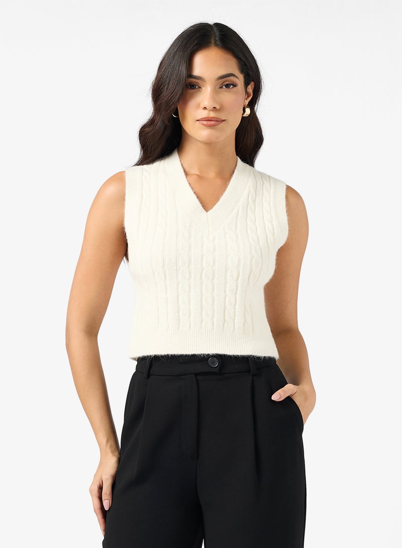 ELLA Casual Cable Knit Vest - Image 1