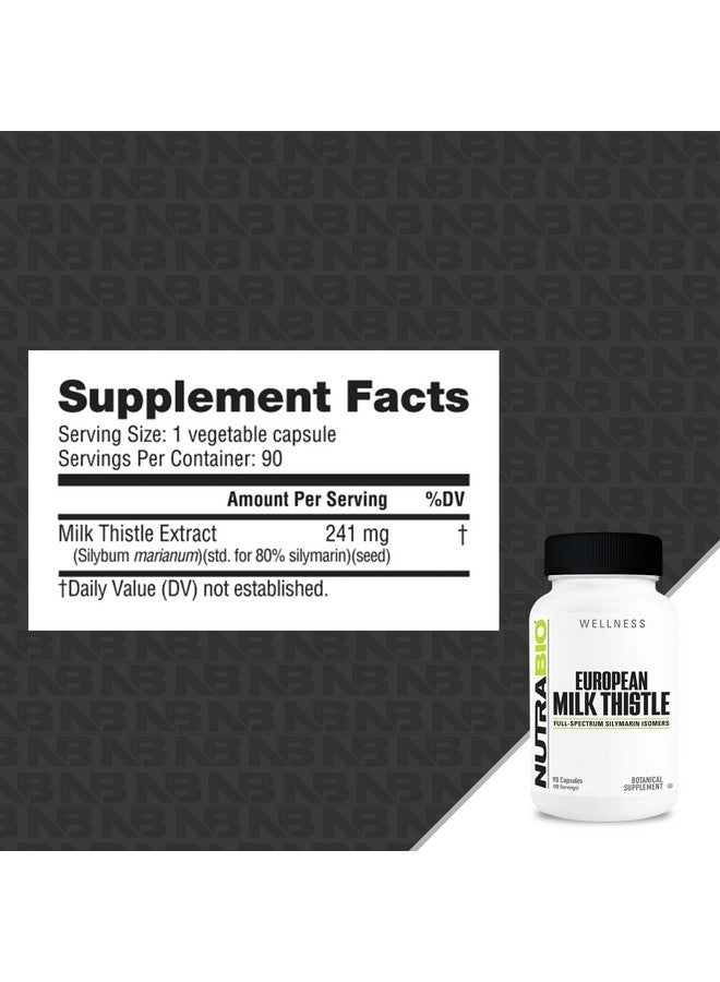 NutraBio European Milk Thistle Supplement, 241mg - Supports Antioxidant Benefits and Wellness, 90 Capsules - Image 2