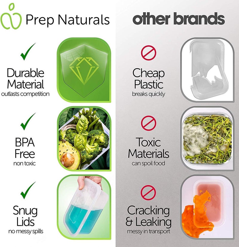 Prep Naturals PrepNaturals 50 Pack Meal Prep Containers - 50 Pack of 25 Oz 100% BPA-free Plastic Food Storage Containers with Lids - Reusable Plastic Containers with Lids - Dishwasher Safe Lunch Containers - Image 3