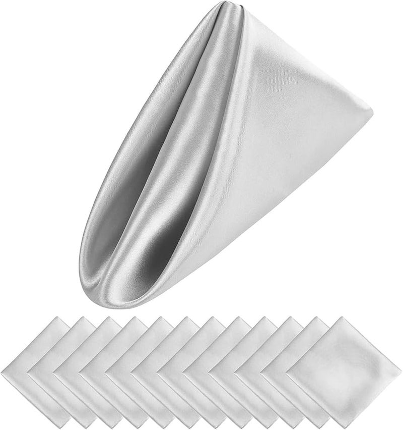 Silver Satin Table Napkins 30x30cm For Wedding Party Dinner Christmas Decoration - Image 1