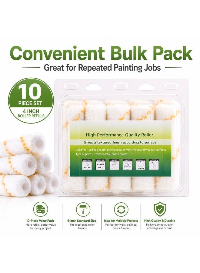 Uken 4 Inch Radiator Paint Roller Refills, Mini Roller Sleeves for Walls, Doors, Cabinets, Corners and Smooth Surface Painting (10PC/BOX) - Image 4