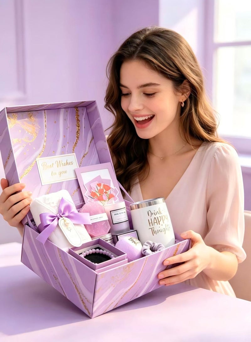 Nestvel Luxury Lavender Self-Care Gift Set | Perfect for Birthdays, Anniversaries & Special Occasions,All-In-One  Gift Basketfor Her | Relaxing Self-Care Kit for Mom, Best Friend, Wife, Colleague & More - Image 2