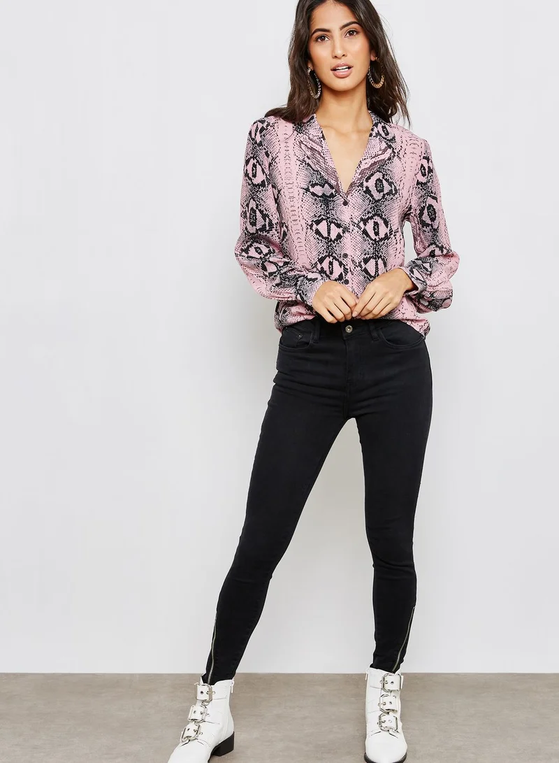 TOPSHOP Snake Print Shirt