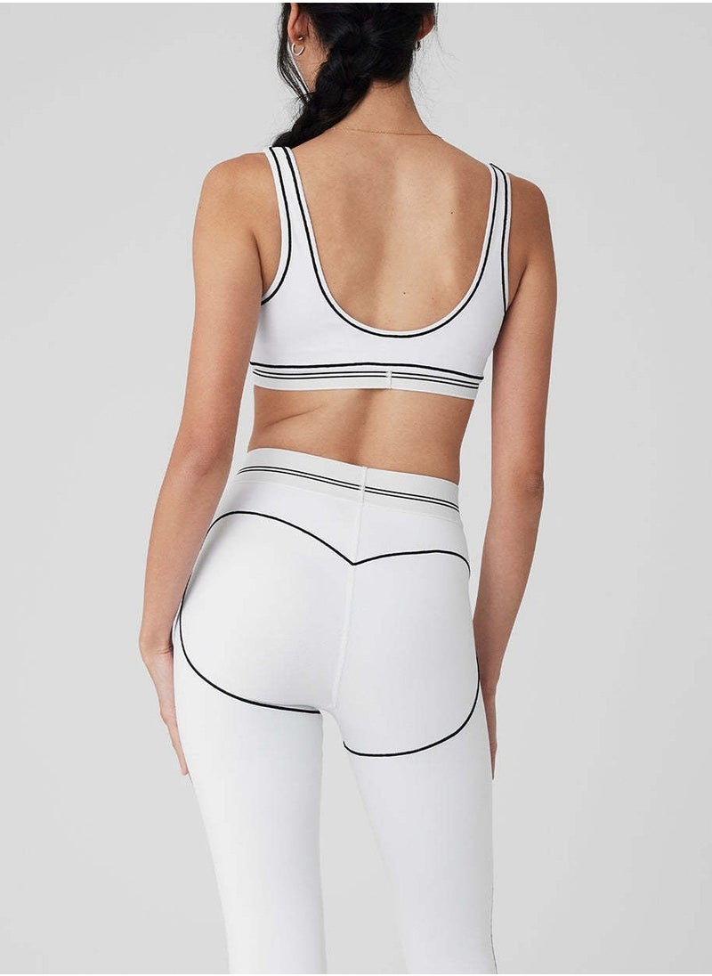 alo - alo Summer two-piece set of women's nude yoga wear, high-waisted nine-inch pants, fitness training sleeveless long pants - Image 1
