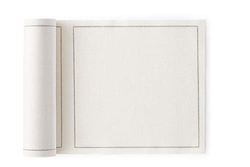 MY DRAP Linen Reusable Luncheon Napkins 79x79 in 20 Napkins Cream