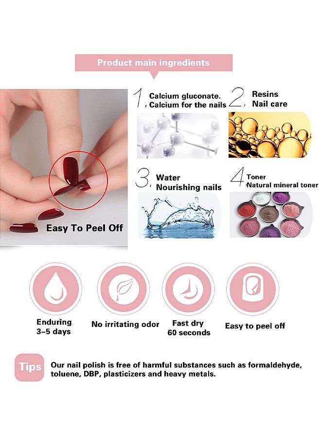 OULISI 10 PCS Easy Peel Off Nail Polish Set, Non-Toxic Water Based Quick Dry Nail Polish Set Organic And All-Natural Nail Polish For Women And Girls - Image 3