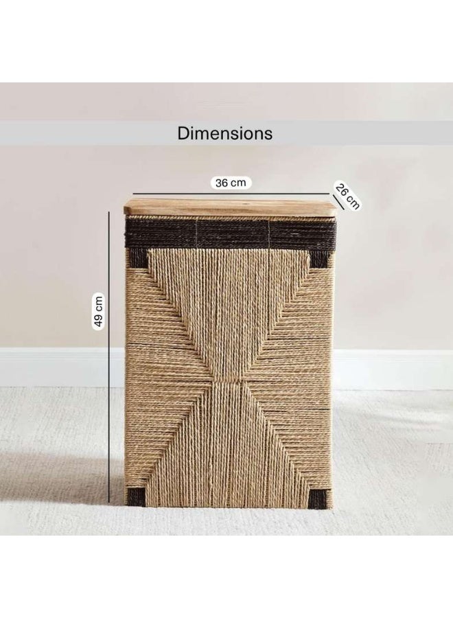 Pan Home سلة غسيل إنغريد طبيعية مع غطاء خشبي - Image 5