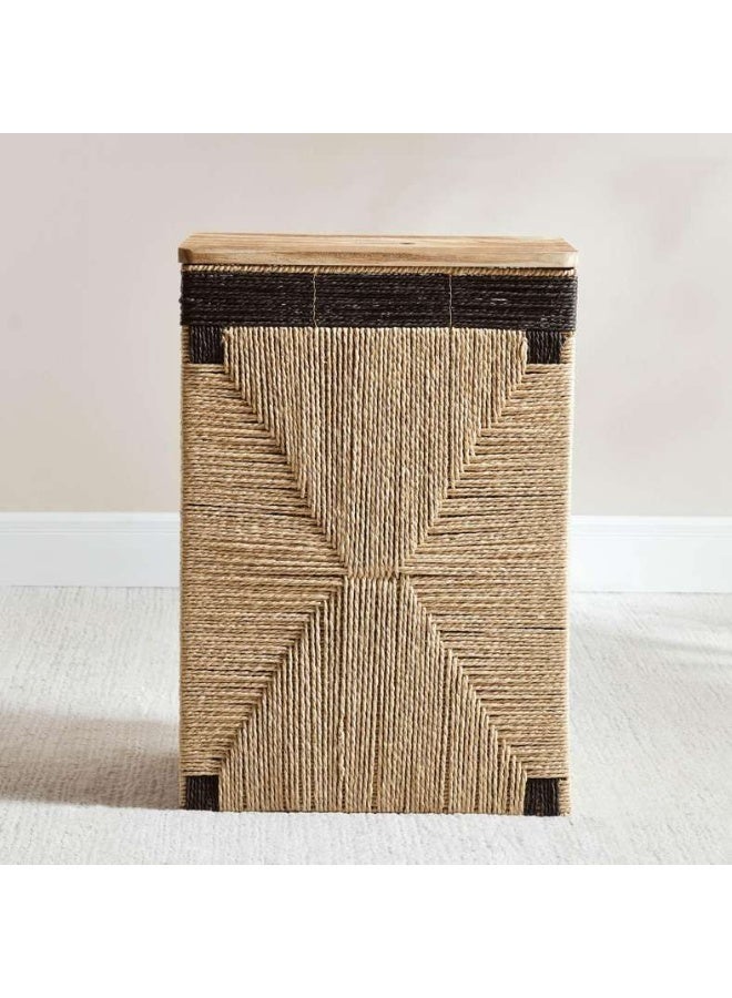 Pan Home سلة غسيل إنغريد طبيعية مع غطاء خشبي - Image 3