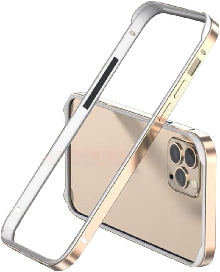 KASTWAVE For Iphone 16 Pro Bumper Case, Aluminum Frame Slim Hard Protective Cover With Soft Inner Bumper, No Back Design, Raised Edge Camera Protection, Support For Magsafe, Wireless Charging Gold - Image 1