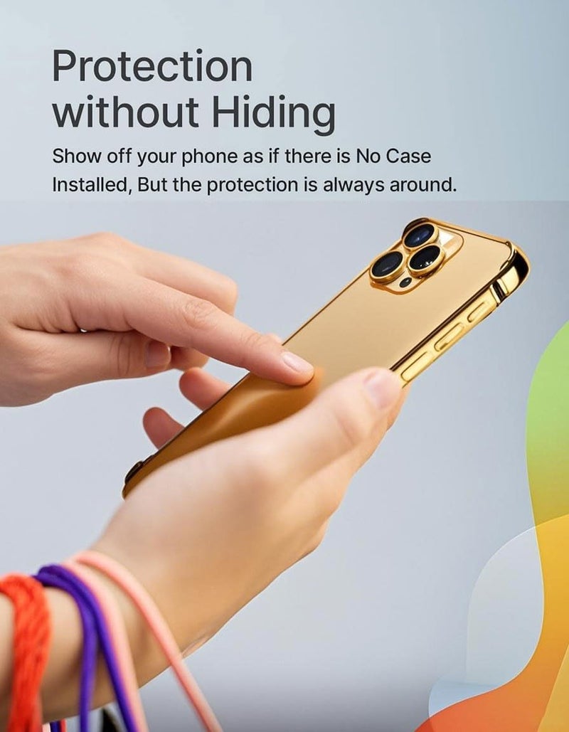 KASTWAVE For Iphone 16 Pro Bumper Case, Aluminum Frame Slim Hard Protective Cover With Soft Inner Bumper, No Back Design, Raised Edge Camera Protection, Support For Magsafe, Wireless Charging Gold - Image 4