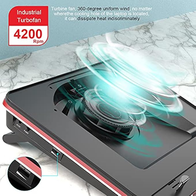 rayihni GT500 POWERFUL TURBO-FAN (4200 RPM) LAPTOP COOLING PAD WITH INFINITELY VARIABLE SPEED,SEAL FOAM FOR RAPID COOLING GAMING LAPTOP,DUST FILTER FOR PROTECT LAPTOP,13-17.3INCH LAPTOP COOLER [ UK PLUG] - Image 2