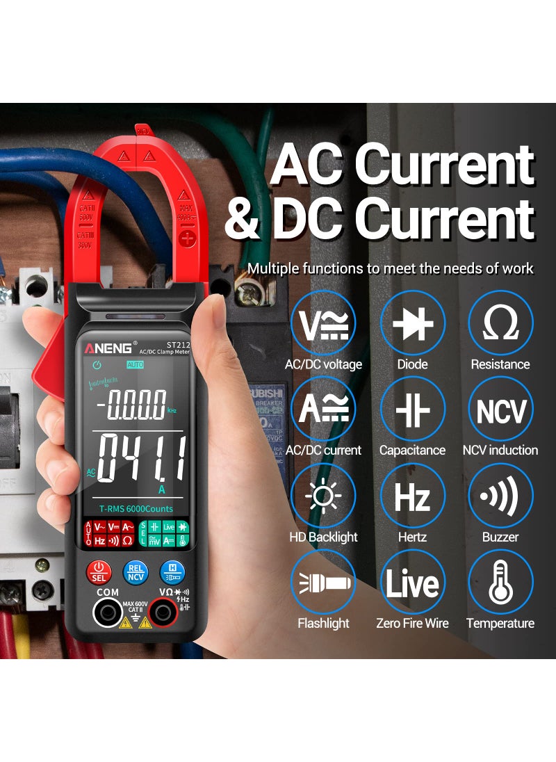 ANENG ANENG Clamp Meter Multimeter Tester Auto Ranging TRMS 6000 Counts AC/DC Current Voltage Ohm Volt Amp Meter Meansures NCV Continuity Diode Resistance Capacitance Null/Fire Wire Electrical Tools  - Image 2