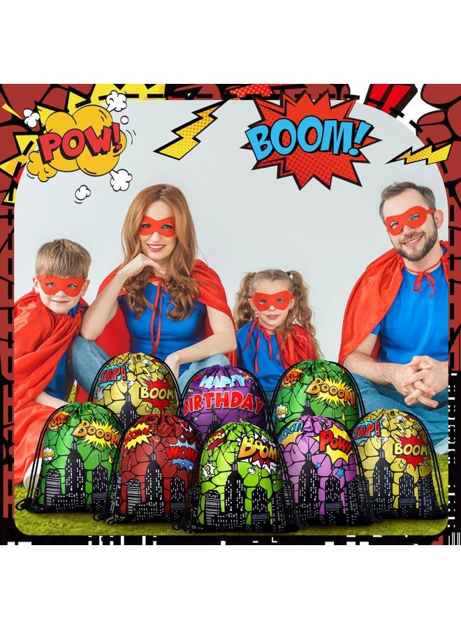Lothee 30 Pcs Hero Party Favor Bags Hero Birthday Party Decorations Gift Treat Goodie Candy Backpack Drawstring Bag (Heroic Style) - Image 2