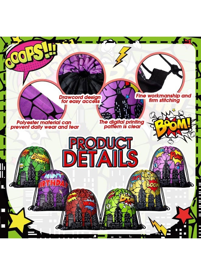 Lothee 30 Pcs Hero Party Favor Bags Hero Birthday Party Decorations Gift Treat Goodie Candy Backpack Drawstring Bag (Heroic Style) - Image 4
