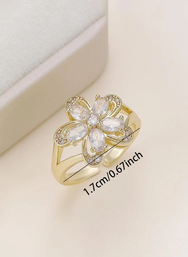 Take Two  Gold Tone Embellished Flower Ring for Women | Best Price UAE