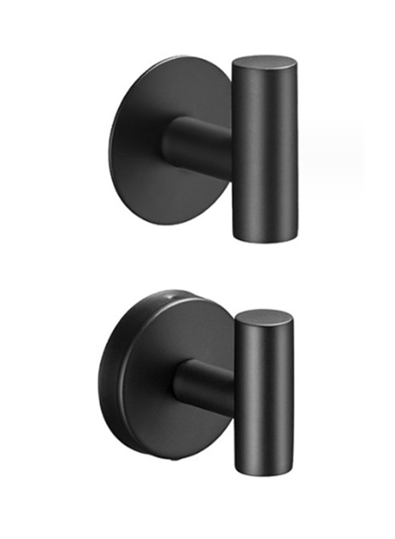 Loquat خطاف واحد من الفولاذ المقاوم للصدأ 304 بدون تثقيب 2 قطعة خطاف الحمام والمطبخ خطاف الجدار اللاصق أسود - Image 1