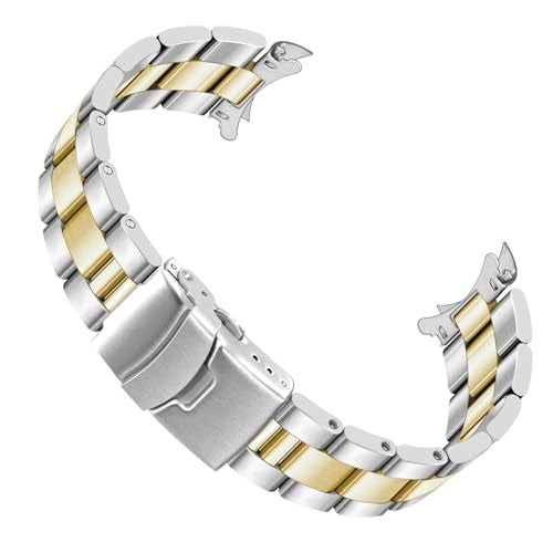 Juntan 22mm Watch Band Stainless Steel, Curved Solid End Tapered Metal Watch Strap Bracelet for Men Women Deployment Double FlipLock Buckle Silver Gold - Image 1
