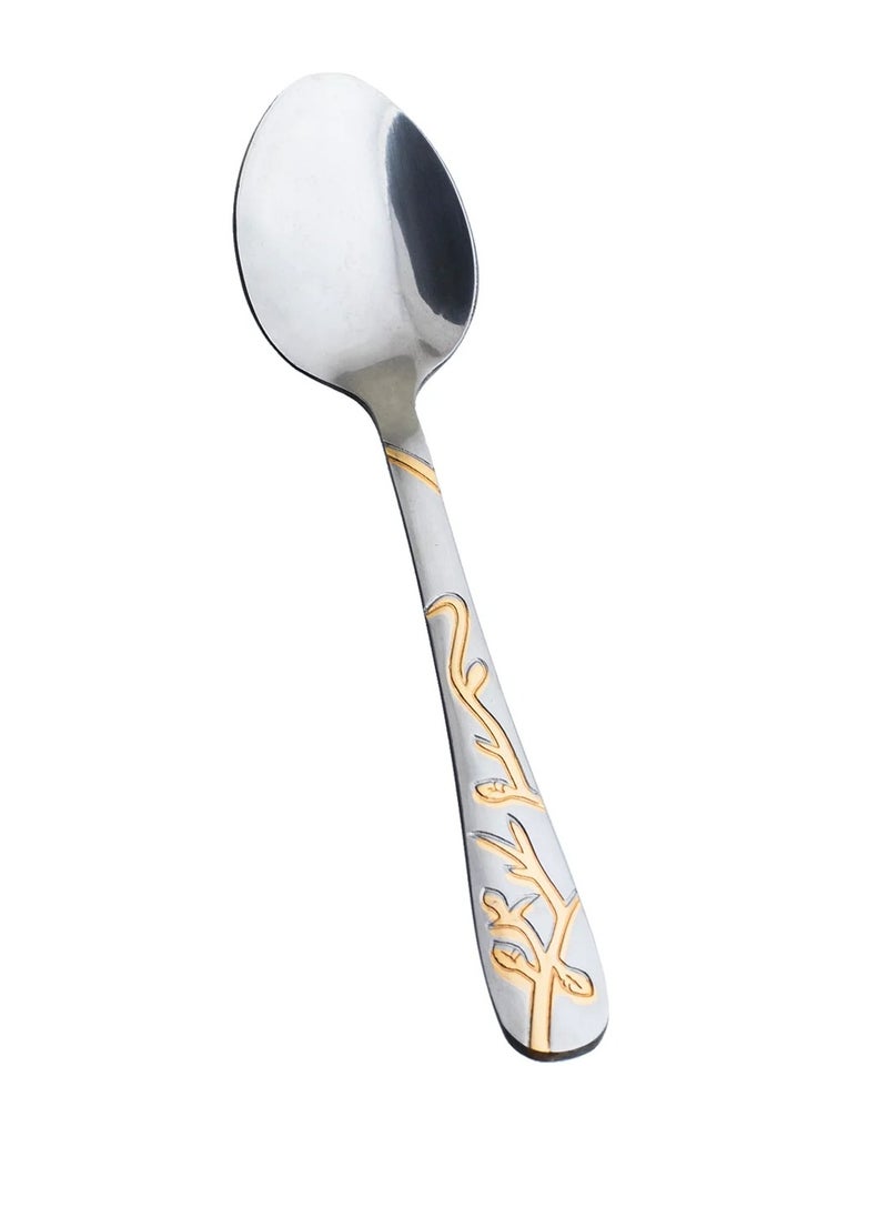 Hic 6-Piece Stainless Steel Tea Spoon Set Silver With Gold  - Image 2