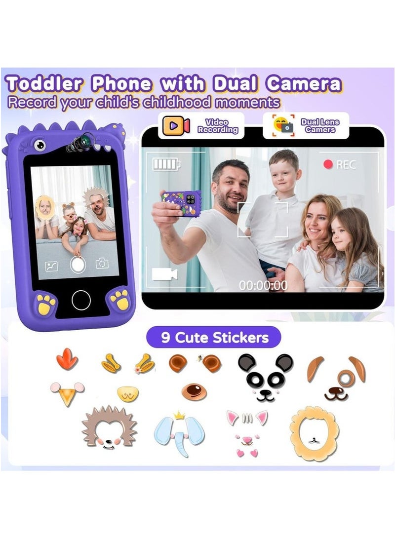 أسيف الطفل الذكية لعبك كاميرة الفيديو । 1080P الزوج من الجهاز + 2.8 بوصة تعمل باللمس 32GB تخزين الأرجواني الفقرة المضادة مدمن التعلم المبكر هدية - Image 2