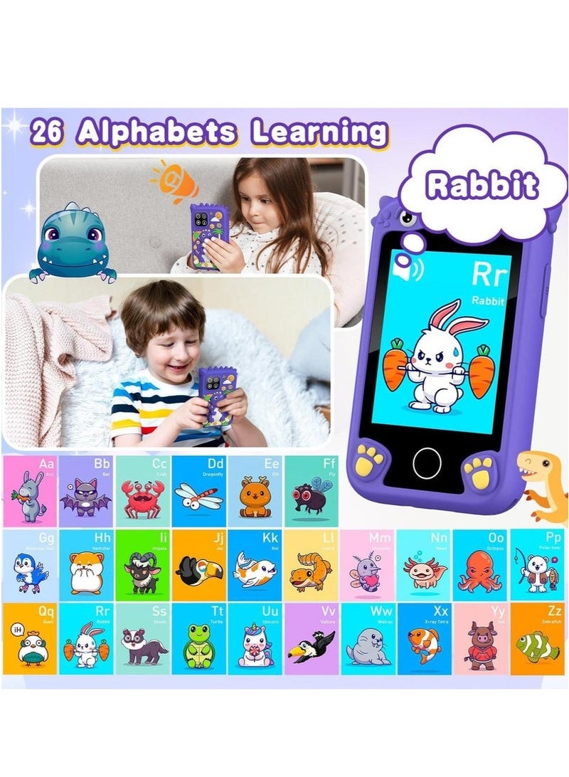 أسيف الطفل الذكية لعبك كاميرة الفيديو । 1080P الزوج من الجهاز + 2.8 بوصة تعمل باللمس 32GB تخزين الأرجواني الفقرة المضادة مدمن التعلم المبكر هدية - Image 3