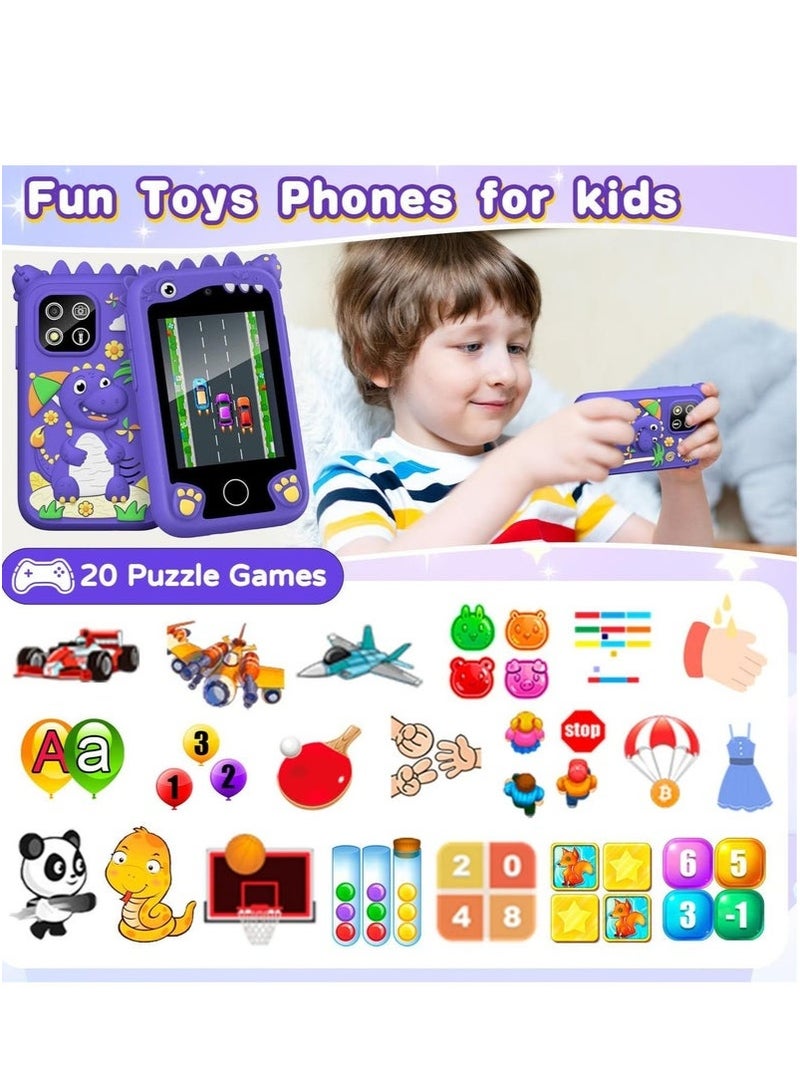 أسيف الطفل الذكية لعبك كاميرة الفيديو । 1080P الزوج من الجهاز + 2.8 بوصة تعمل باللمس 32GB تخزين الأرجواني الفقرة المضادة مدمن التعلم المبكر هدية - Image 4