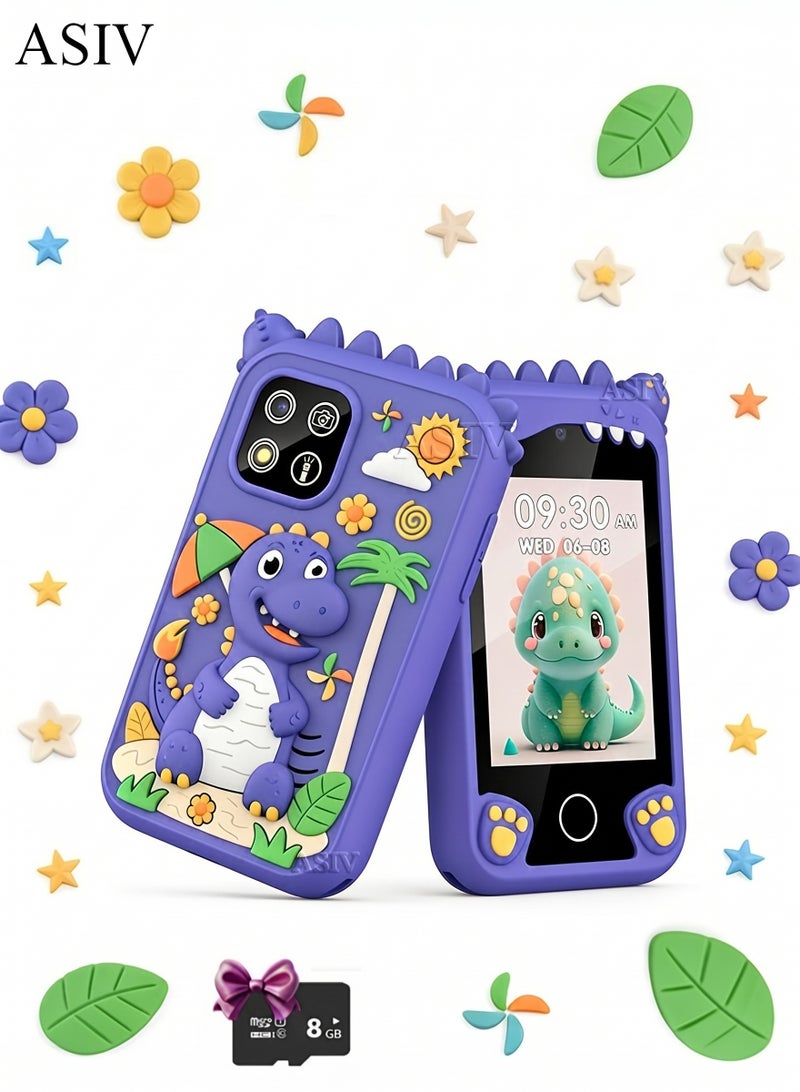 ASIV Children's Smart Toy Phone | 1080P Dual Cameras + 2.8-inch Touch Screen 8GB Storage Purple Edition Anti-addiction Early Education Gift - Image 1