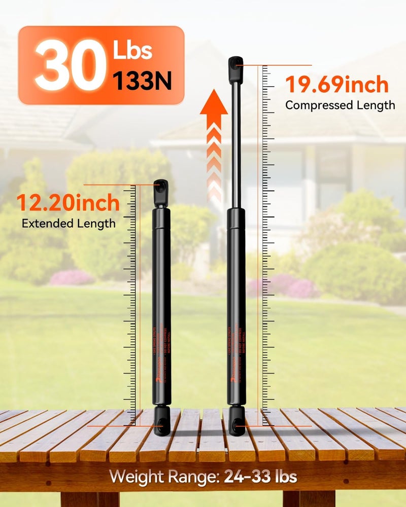 PAMAGOO C16-09786 20 inch Gas Strut 30 lb/133N Per Shock, 20" RV Door Spring Prop Lift for Motorhome Door Trailer Lid Camper Shell Window Tonneau Cover Storage Box Lid Boat Cover Support - Image 2