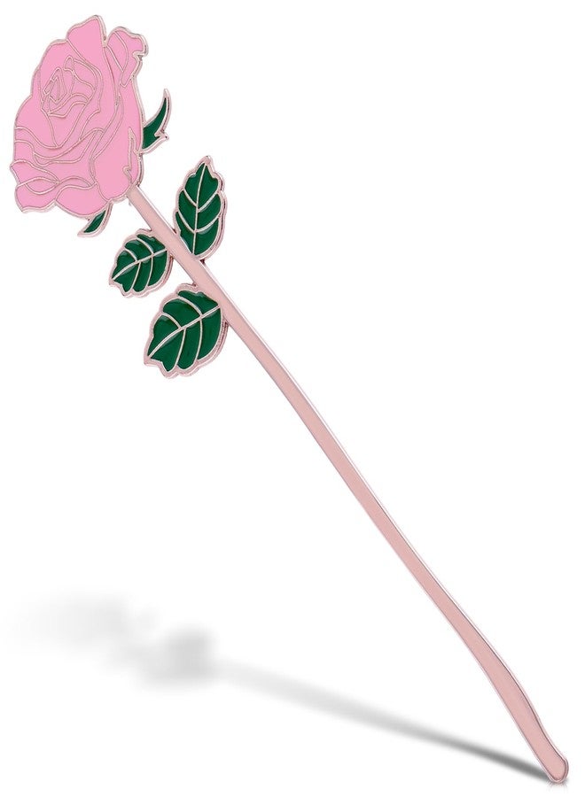 simarro Metal Rose Bookmark, Flower Book Page Holder for Reading Lovers, Cute Bookmarks Gift for Teacher Appreciation Gifts Valentine Mother's Day Thanksgiving Gift for Women Girls(Pink) - Image 1
