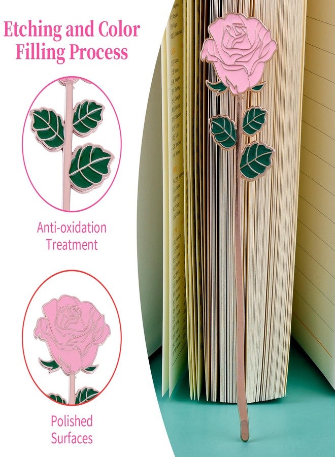 simarro Metal Rose Bookmark, Flower Book Page Holder for Reading Lovers, Cute Bookmarks Gift for Teacher Appreciation Gifts Valentine Mother's Day Thanksgiving Gift for Women Girls(Pink) - Image 4